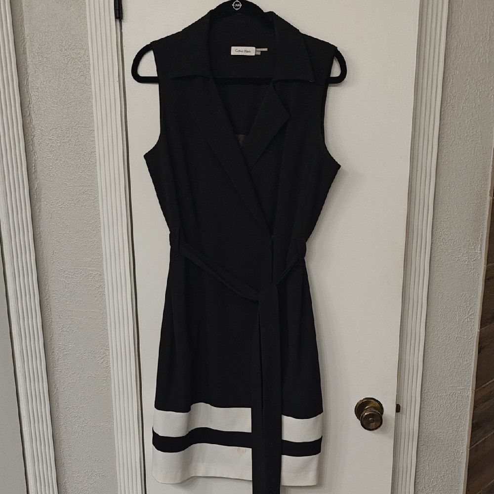Calvin Klein Black and White Midi Dress